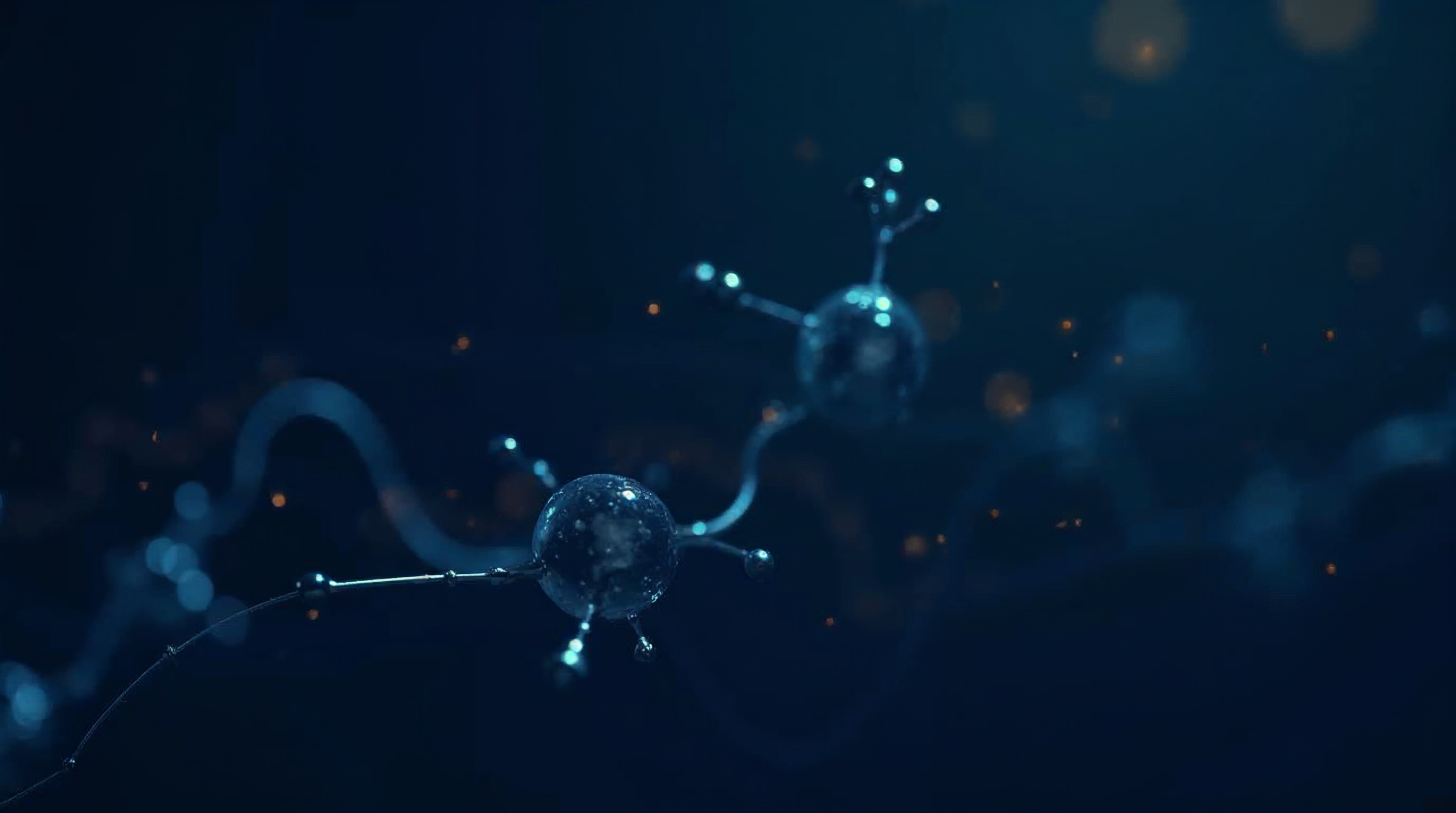 Abstract visualization of AI-driven pharmaceutical pipeline with regulatory compliance nodes and data flow patterns