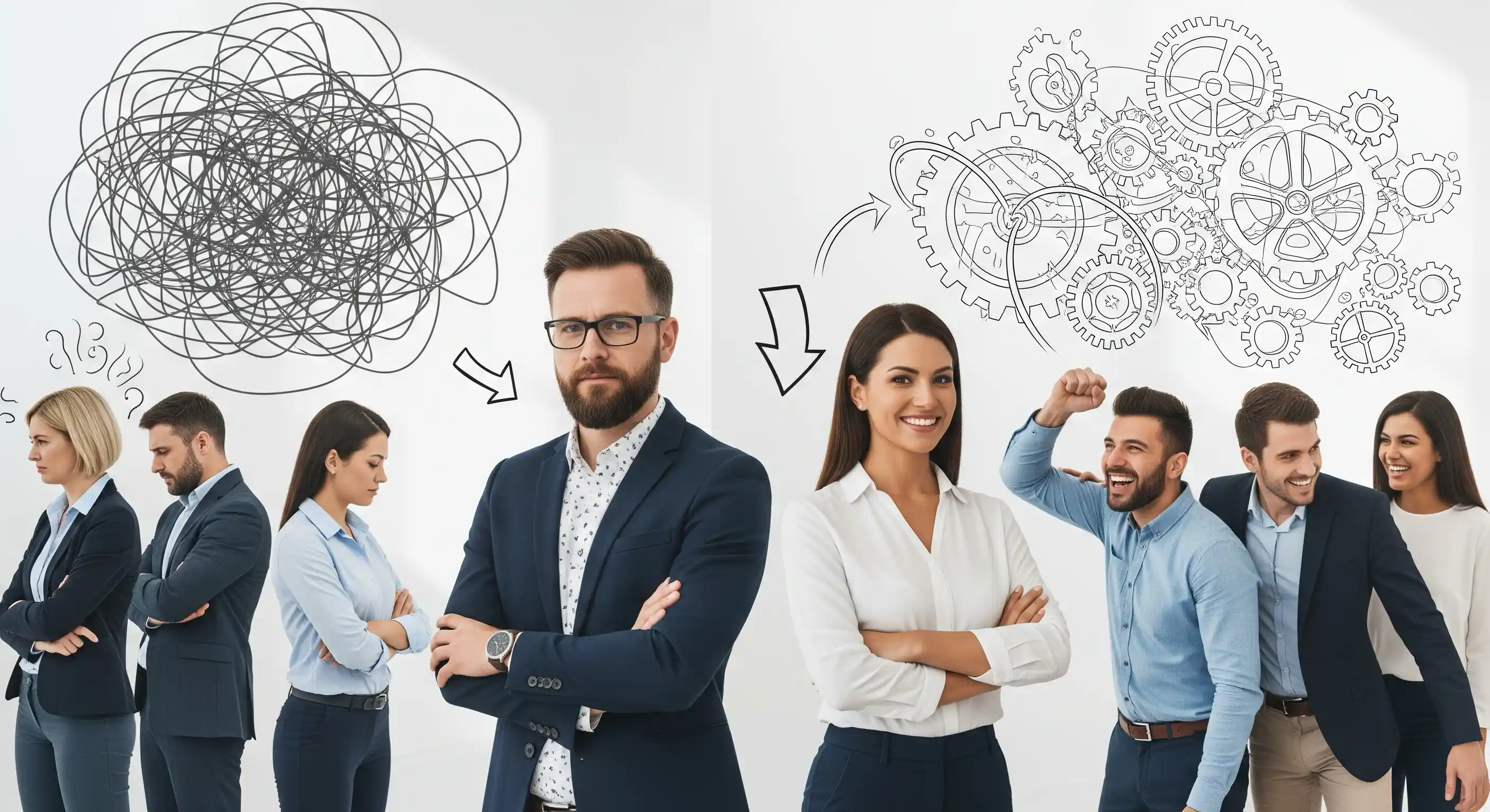 A diverse team collaborating effectively around a table, representing a high-performing team.