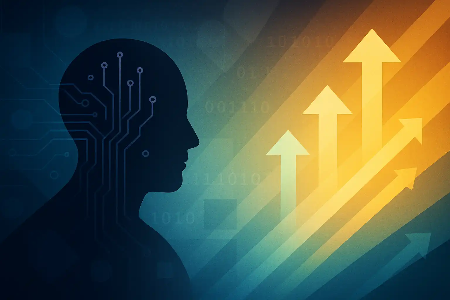 A visual metaphor representing AI augmenting human work.